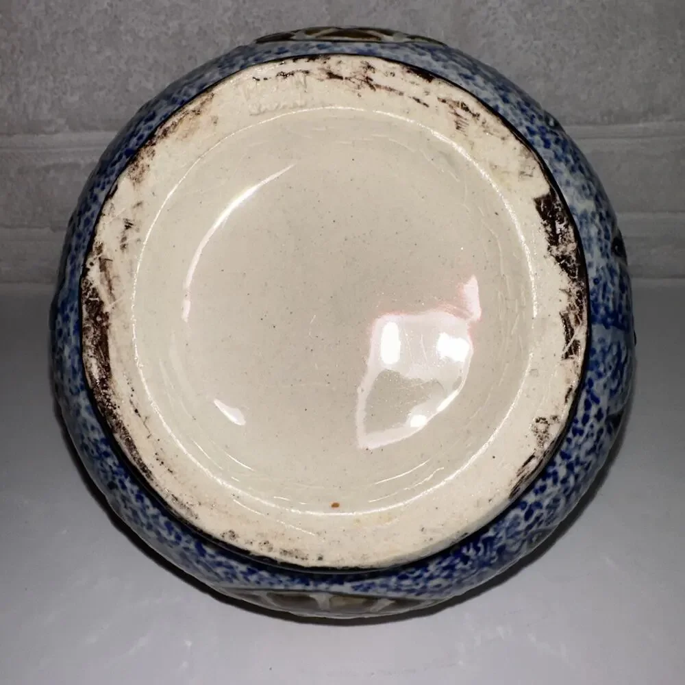 VTG Antique Amphora Blue Flowers Wedding Vase